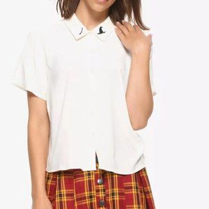 HOT TOPIC Harry Potter Woven Top W/School Crest